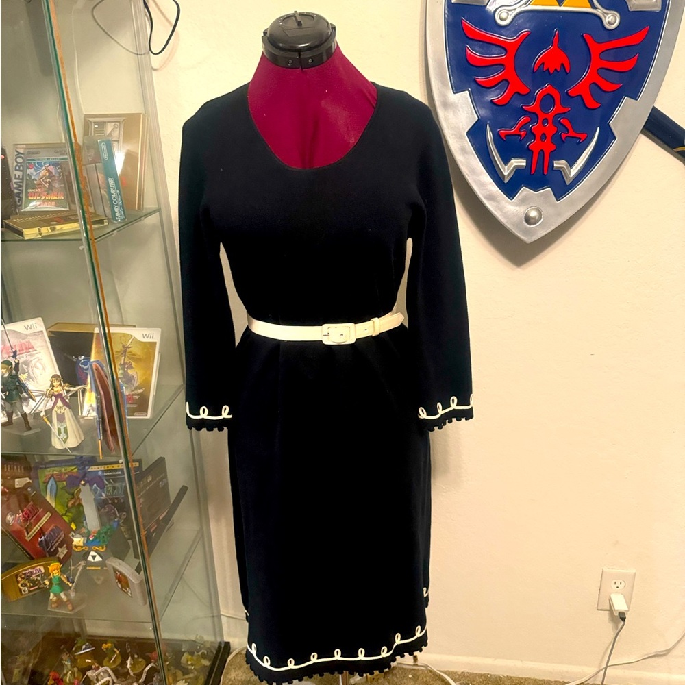 Hanna Andersson Black Long Sleeve Dress with White Trim